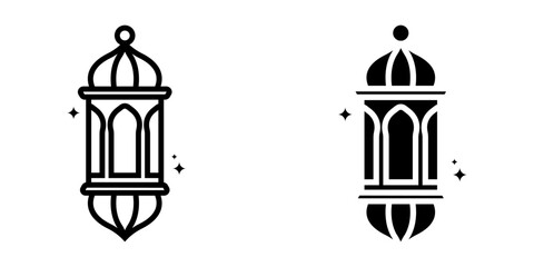 Islamic Lantern icon set. for mobile concept and web design on white background