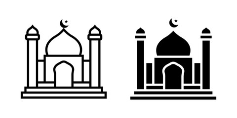 Mosque icon set. for mobile concept and web design on white background