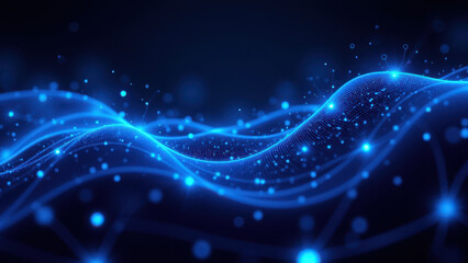 Obraz premium A dynamic blue digital abstract design representing cloud computing or virtual networks.