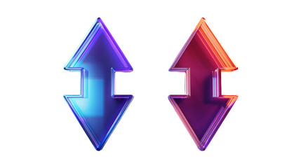 Colorful Upward and Downward Arrows with Gradient Design on Transparent Background