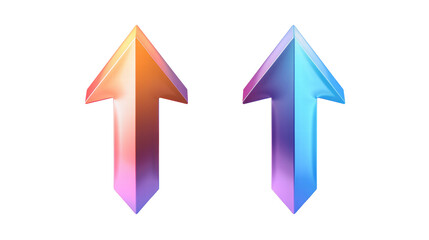 Dynamic Upward Arrows in Colorful Gradient on Transparent Background Emphasizing Growth and Progress