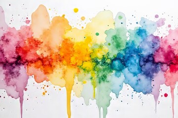 Vibrant Watercolor Rainbow Splashes Abstract Art
