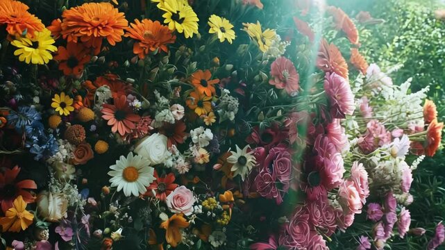 Vibrant Floral Tapestry: A profusion of colors and textures in a captivating bloom arrangement