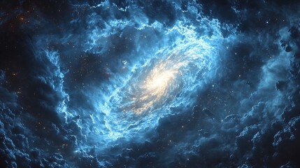 Fototapeta premium Blue giant with an intense stellar wind forming a majestic bow shock as it moves through interstellar space