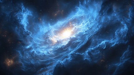 Fototapeta premium Blue supergiant surrounded by swirling stellar winds its immense radiation shaping the interstellar medium