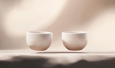 Obraz premium Elegant Minimalist Ceramic Bowls: A Harmonious Blend of Form and Function for Contemporary Dining Spaces