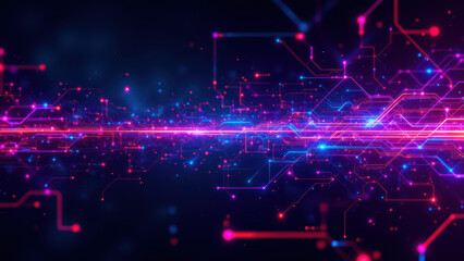 Fototapeta premium Image depicting a colorful network of lines and dots that resemble a digital or technological concept, possibly representing ci/cd pipelines, docker containers, or kubernetes clusters.