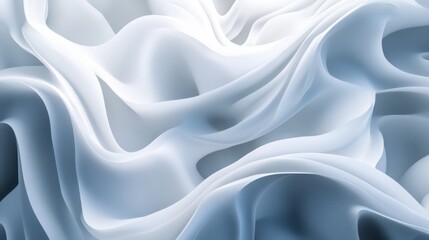Obraz premium Smooth white fabric folds creating elegant abstract waves in soft light