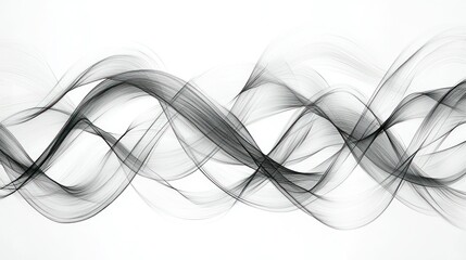 Abstract flowing black waves on bright white background for design or presentation
