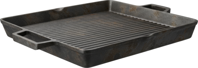 Cast Iron Skillet Griddle Cookware, Primitive Steel Old Fashioned Camping, Isolated Transparent PNG