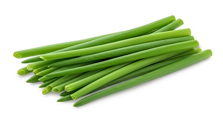 Fresh Scallions Bunch Isolated on White Background Food Studio Photo