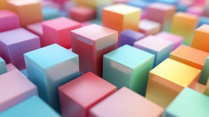 Obraz premium Colorful abstract cubes in soft pastel shades for modern design and creativity inspiration