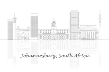 Obraz premium Outline Skyline panorama of city of Johannesburg, South Africa - vector illustration