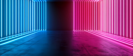 Fototapeta premium 3D render, abstract neon background with glowing lines, ultraviolet light, virtual reality concept