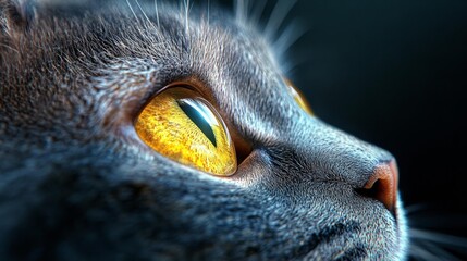 Close-up of a Cat's Eye with Sharp Focus and Detail. Generative AI