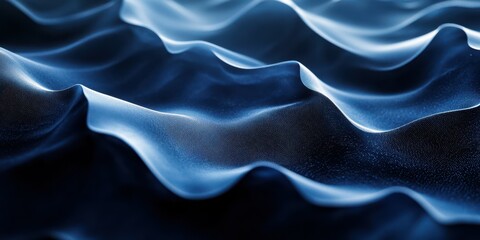 Obraz premium Flowing waves of blue fabric create an elegant texture in soft light, conveying a sense of fluidity and movement