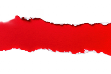 Red ripped paper torn edges strips isolated on white background 
