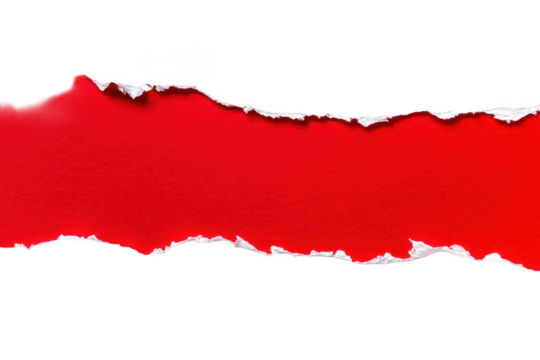 Red ripped paper torn edges strips isolated on white background 
