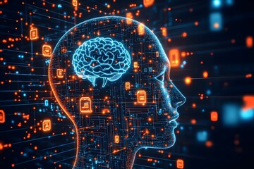 Futuristic Digital Brain Intelligence Analytics Concept