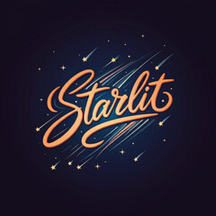 Starlit glowing calligraphy with shooting stars celestial typography cosmic typography concept space inspired design