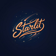 Starlit glowing calligraphy with shooting stars celestial typography cosmic typography concept space inspired design