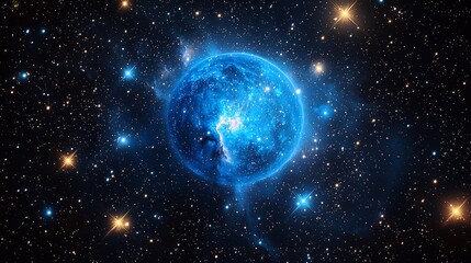 Obraz premium Colossal blue giant surrounded by newly forming stars a dazzling nursery of cosmic creation