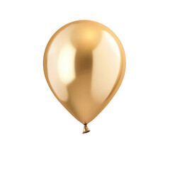 golden helium balloon on transparent background 
