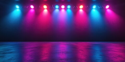 Colorful stage lighting creates a vibrant atmosphere for performances in a dimly lit venue