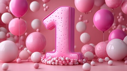 Charming Pink Invitation Card Design for a Baby Girl's First Birthday Celebration Celebrating Milestones