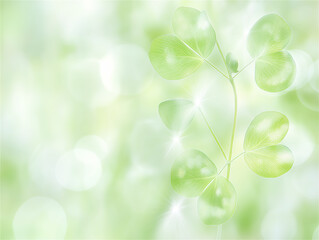 Fototapeta premium Abstract soft blurred green leaves background with subtle light bokeh. This image gives a calm, fresh feeling with a peaceful natural theme and room for text or branding.