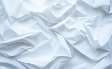 Obraz premium A close-up of crumpled white paper, creating an abstract, textured pattern with shadows.