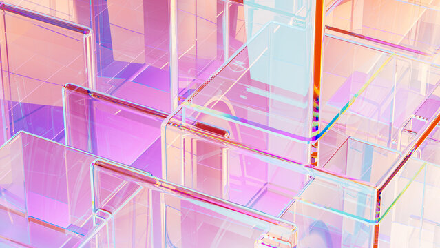 Geometrical shapes create vibrant abstract background.