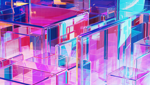 Geometrical shapes create vibrant abstract background.