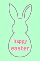 Fototapeta premium Silhouette of Easter bunny with Happy easter phrase, Easter greeting card