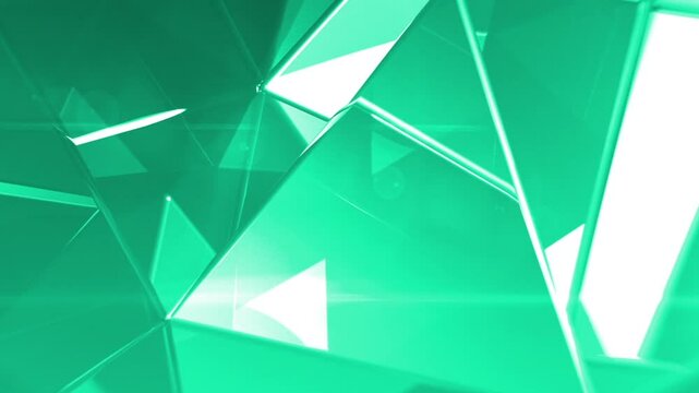 Blue Green  Dimond Cut Glass Background With Abstract With Shiny Slow Motion Loops 3 D Glass Cube With Red Background Shiny  Color Refraction Effect With Glass