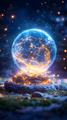 Mystical Orb on Fire Rock