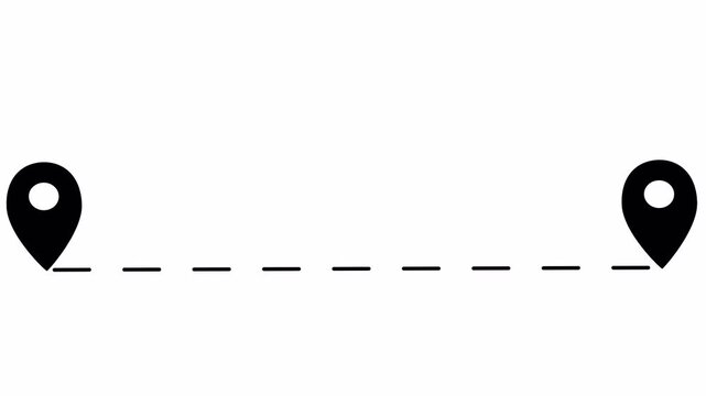 Video. 2D object animation. Place navigation. Navigation mark. The location determines an animated element. Animation on white background 4K.