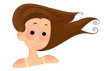 Woman with Flowing Hair in the Wind Illustration