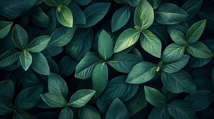 Fototapeta premium Lush green leaves close-up nature background high-quality image peaceful environment aesthetic view serenity