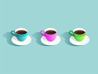 Three coffee cups