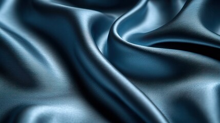 Obraz premium Blue satin fabric waves, shimmering in light for elegant design or background