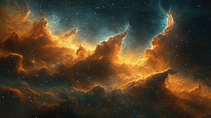 Fototapeta premium Hypergiant with a vast glowing circumstellar nebula its powerful stellar winds sculpting cosmic clouds into intricate patterns breathtaking deep space visualization