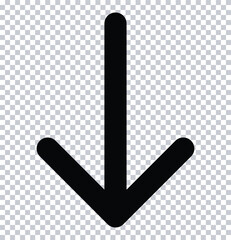 Black go down arrow icon. Turn bottom direction interface element, app ui ux web button.	