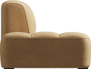 Side view of modern modular sand upholstered sofa	