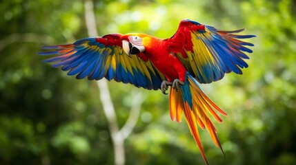 Scarlet Macaw Flying Rainforest