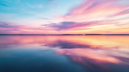 Fototapeta premium Serene Sunset Reflection on Lake