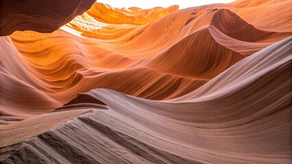 Obraz premium Antelope Canyon Low Angle View of Swirling Sandstone, Orange and Brown Hues, Natural Rock Formation, Arizona, USA. Antelope Canyon, Sandstone