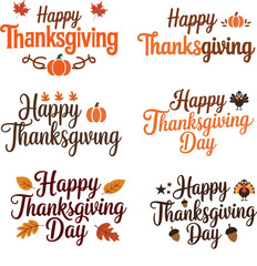 Thanksgiving Text Vector Design with Decorative Elements
