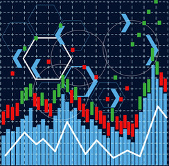 Illustration stock market green and red chart