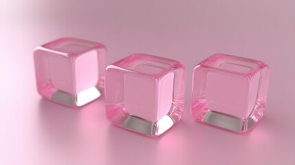 Pink Glass Cubes Abstract Minimalist 3D Render